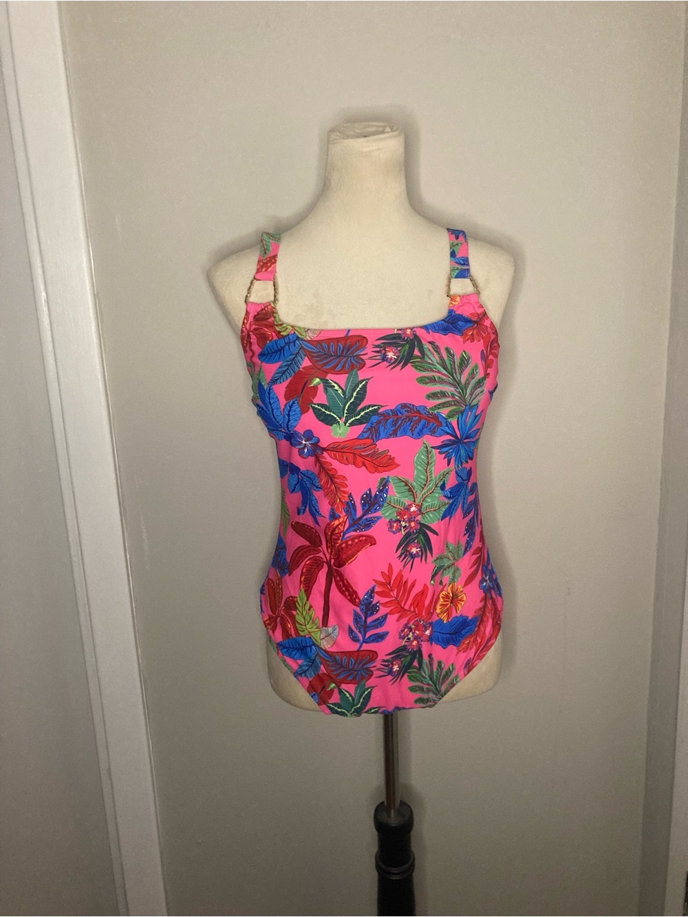 Herseas Metal Ring Floral One Piece Swimsuit